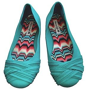 American Eagle Ballet Flats Turquoise Shoes Size 9.5